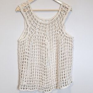 Vtg crochet tank top boho coastal festival cotton sz M/L